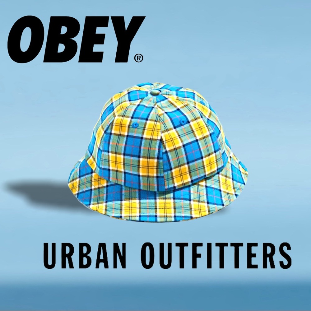 NWT OBEY Madras Plaid Bucket Hat